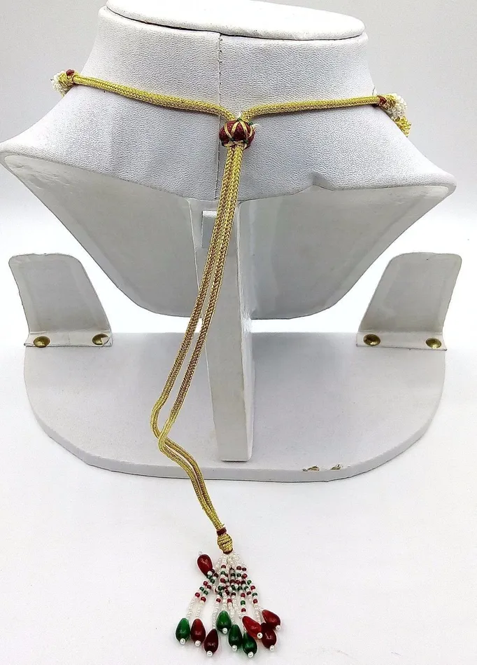 Necklaces Handmade 22kt yellow gold genuine necklace set string with pearl rubyimitation beads punjabi muslim rajputi jewelry TRIBAL ORNAMENTS