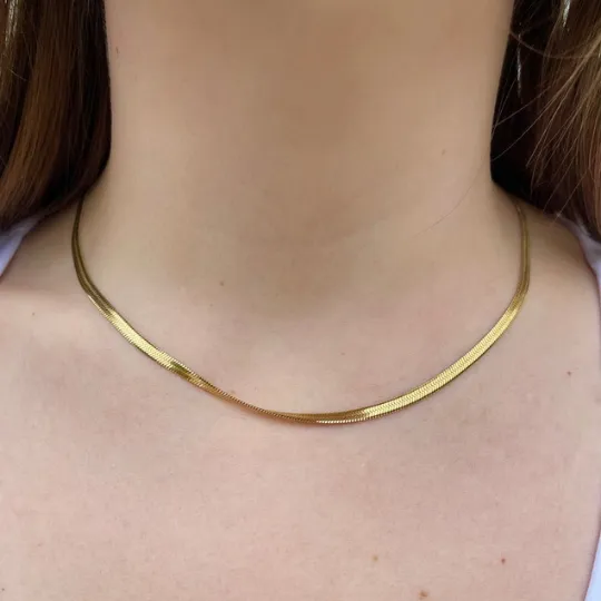 Necklaces Jewelvers 18K GoldFilled Herringbone Necklace 4mm