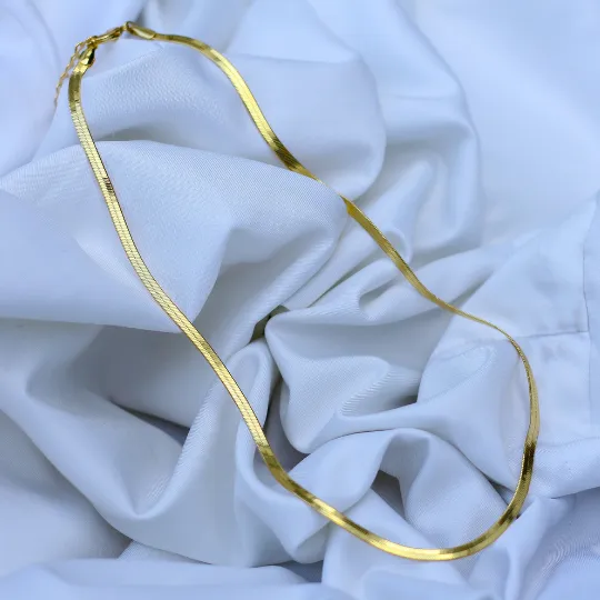 Necklaces Jewelvers 18K GoldFilled Herringbone Necklace 4mm Necklaces Jewelvers 18K GoldFilled Herringbone Necklace 4mm