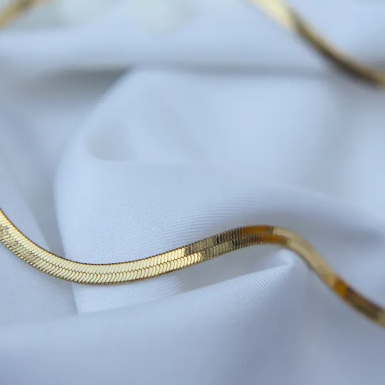 Necklaces Jewelvers 18K GoldFilled Herringbone Necklace 4mm Necklaces Jewelvers 18K GoldFilled Herringbone Necklace 4mm