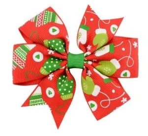 Necklaces POLLY Z69 Red Mittens Christmas Small Hair Bow Clip