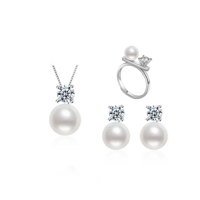 Pearly Lustre Earrings Elegant Freshwater Pearl Set WS00053
