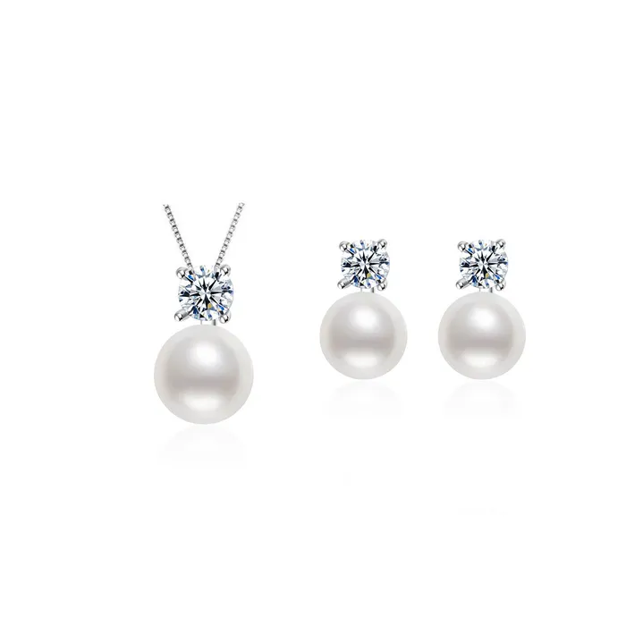 Pearly Lustre Earrings Elegant Freshwater Pearl Set WS00053