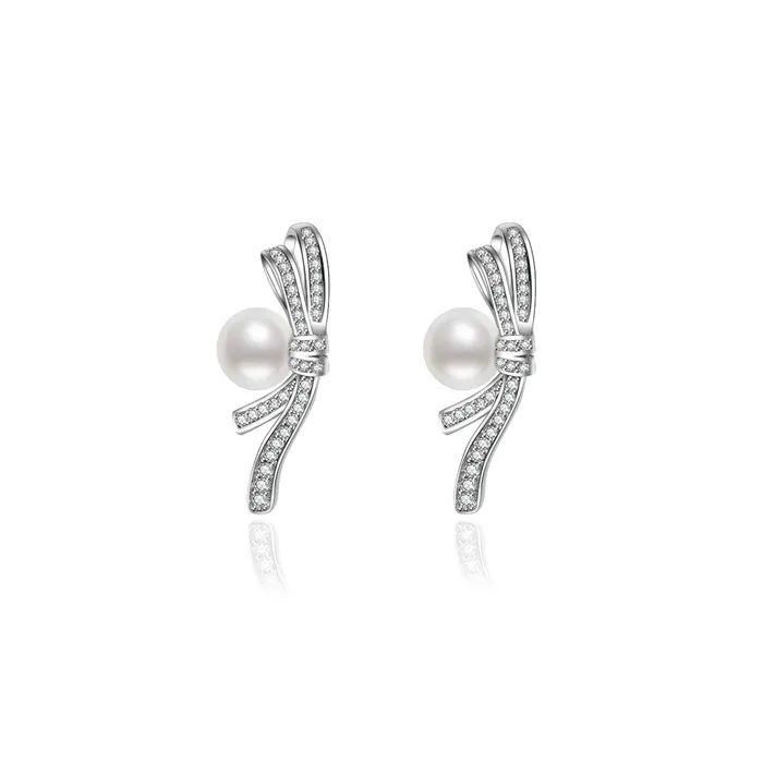 Pearly Lustre Earrings Freshwater Pearl Earrings WE00156 RIBBON