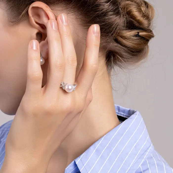 Pearly Lustre Rings Top Grade Freshwater Pearl Ring WR00242 EVERLEAF