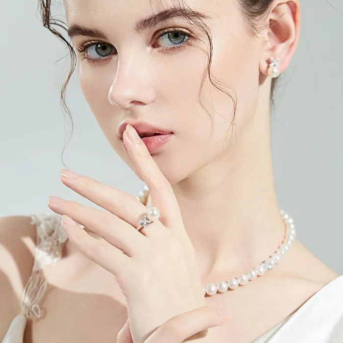 Pearly Lustre Rings Top Grade Freshwater Pearl Ring WR00242 EVERLEAF
