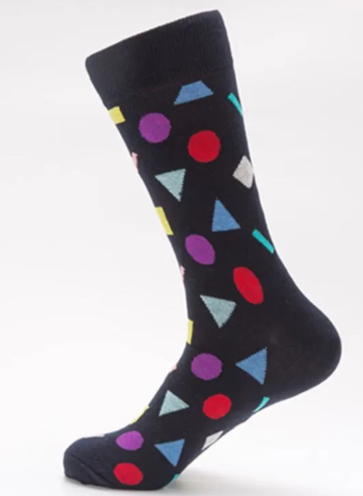POLLY Rings SF81 Deep Blue Primary Design Crew Socks