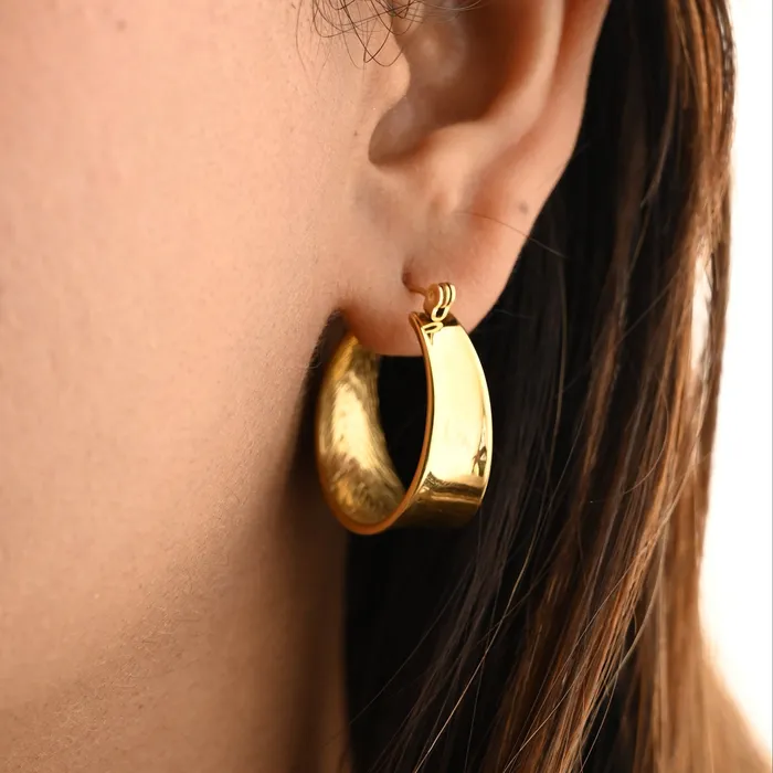 PreStyled Sets Jewelvers 18K GoldFilled Wide Flat Hoops