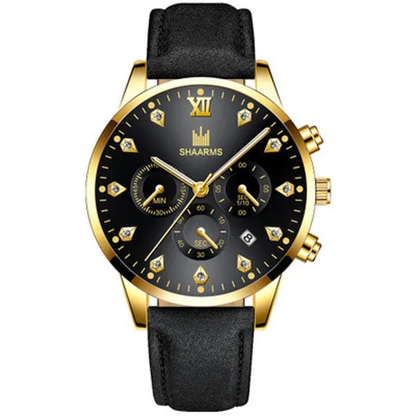 Rings 01 W135 Black Band Gold Techno Time Collection Quartz Watch