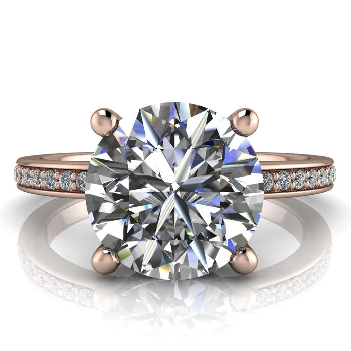 Rings Fire Brilliance Amanda Round Center Stone Center and Diamond Halo Filigree Basket and Shoulders Moment Ring