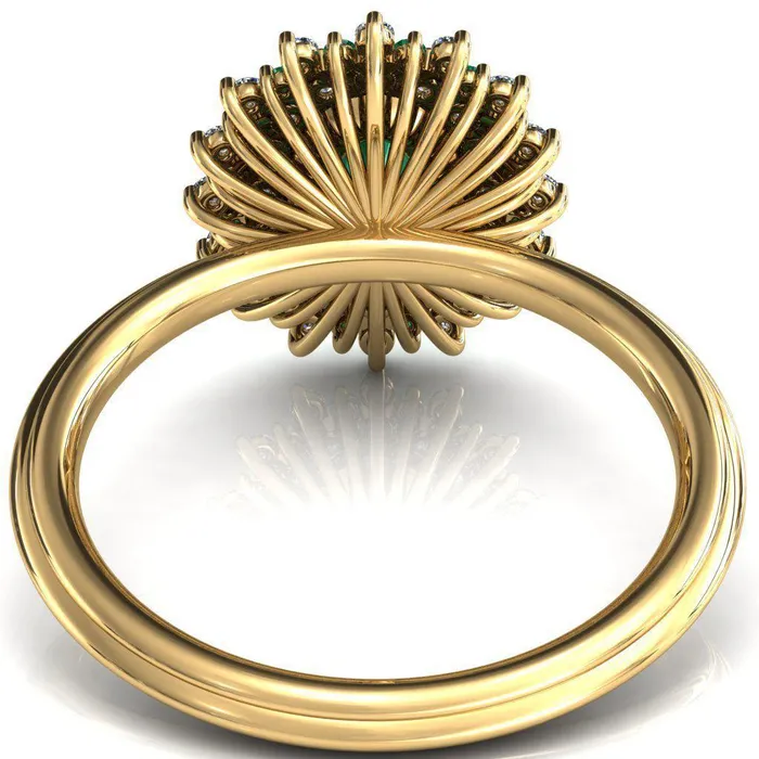 Rings Fire Brilliance Eridanus Oval Emerald Cluster Diamond and Emerald Halo Wedding Ring ver1