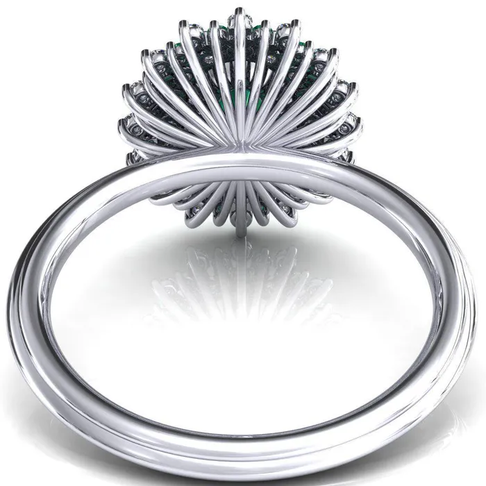 Rings Fire Brilliance Eridanus Oval Emerald Cluster Diamond and Emerald Halo Wedding Ring ver1