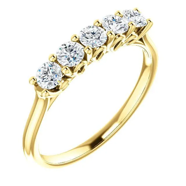 Rings Fire Brilliance Estella Round Moissanite Flower Basket Anniversary Band Rings Fire Brilliance Estella Round Moissanite Flower Basket Anniversary Band