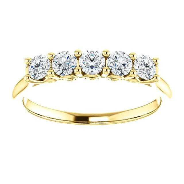 Rings Fire Brilliance Estella Round Moissanite Flower Basket Anniversary Band