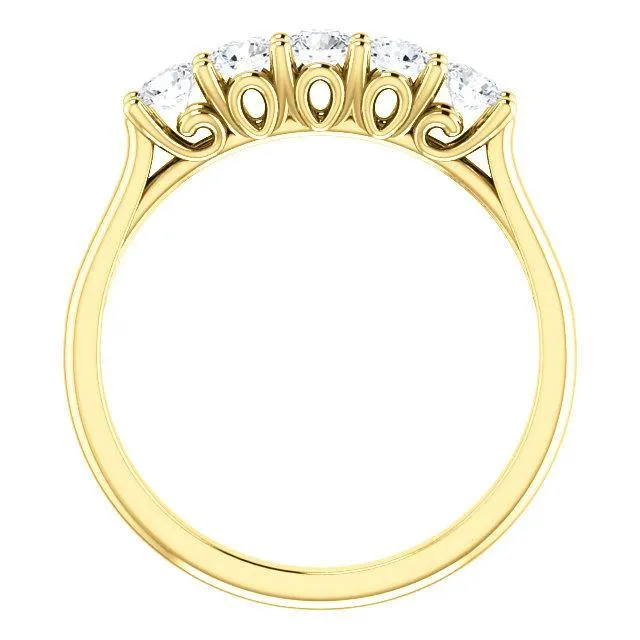 Rings Fire Brilliance Estella Round Moissanite Flower Basket Anniversary Band