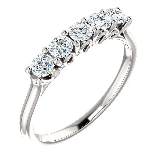 Rings Fire Brilliance Estella Round Moissanite Flower Basket Anniversary Band