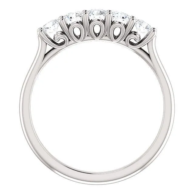 Rings Fire Brilliance Estella Round Moissanite Flower Basket Anniversary Band