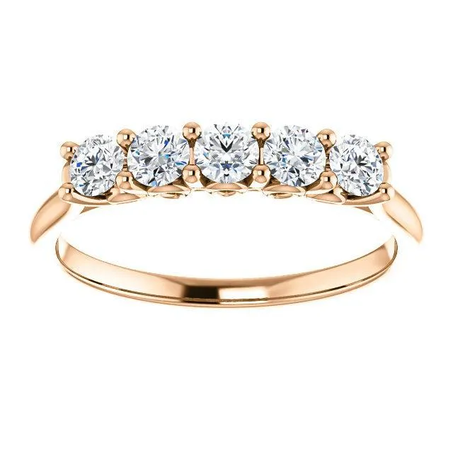 Rings Fire Brilliance Estella Round Moissanite Flower Basket Anniversary Band