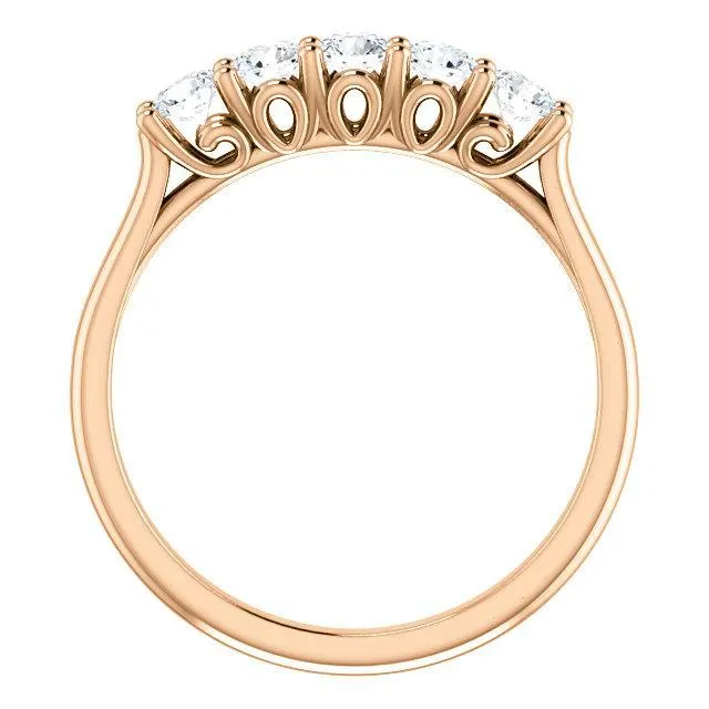 Rings Fire Brilliance Estella Round Moissanite Flower Basket Anniversary Band
