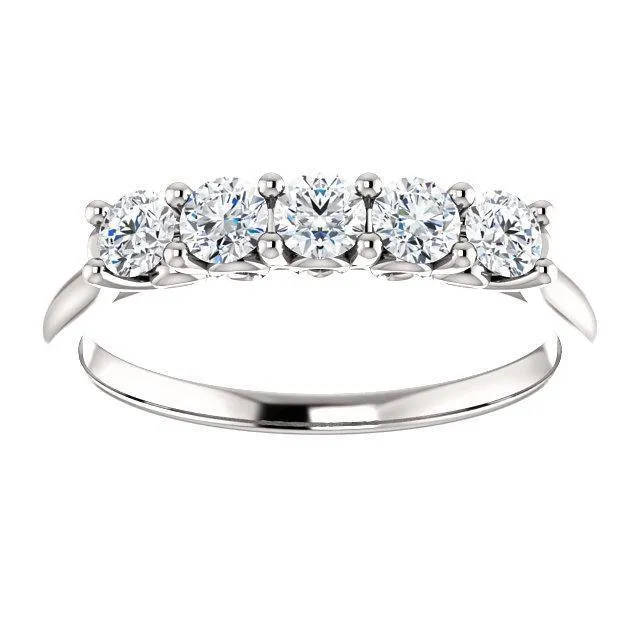Rings Fire Brilliance Estella Round Moissanite Flower Basket Anniversary Band