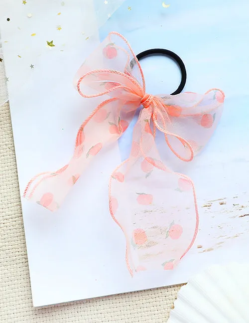 Rings H546 Peach Peach Bow Hair Tie 02
