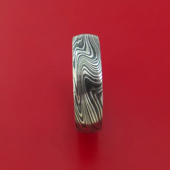 Rings Lashbrook Marbled Kuro Damascus Steel Ring Custom Made Band