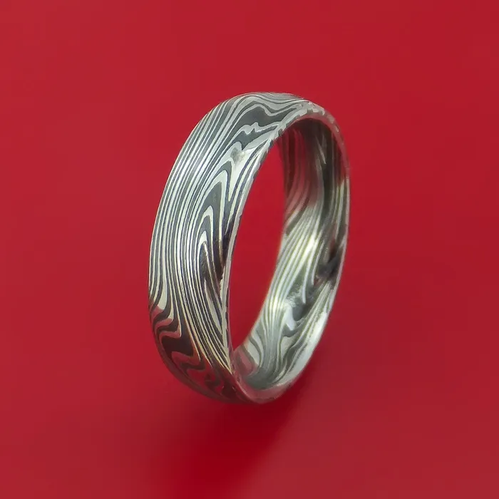 Rings Lashbrook Marbled Kuro Damascus Steel Ring Custom Made Band