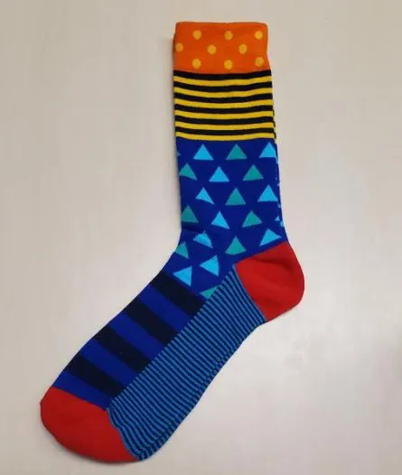 Rings POLLY SF1088 Royal Blue Striped Triangles Dots Socks