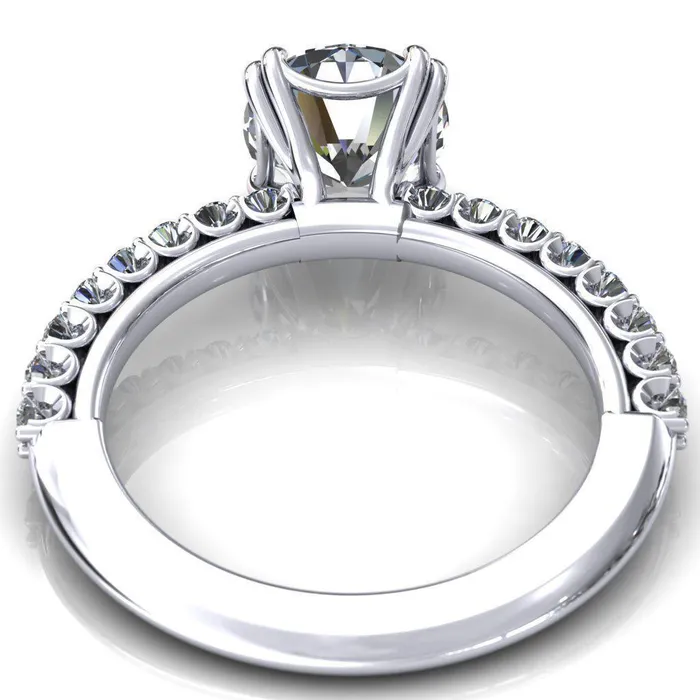 Rings Sydney Round Center Stone Half Eternity Double Prong Crescent Engagement Ring Fire Brilliance 