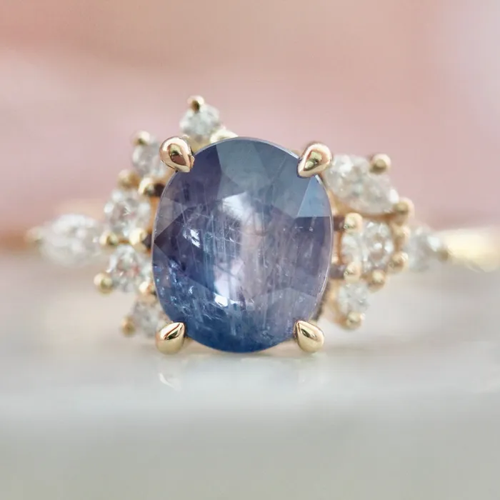 Rings Velvet Thunder Violet Oval Cut Sapphire Ring Justine Quintal Jewellery