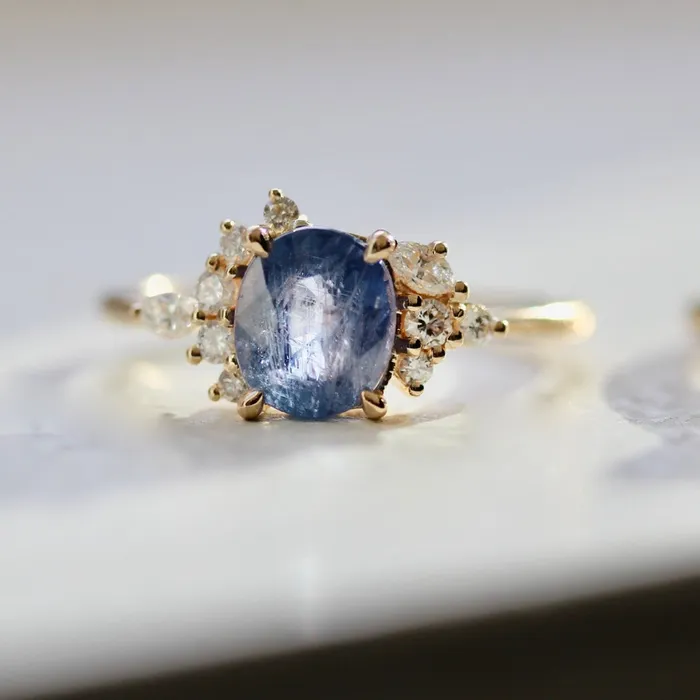 Rings Velvet Thunder Violet Oval Cut Sapphire Ring Justine Quintal Jewellery