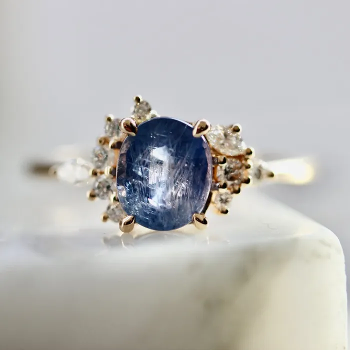 Rings Velvet Thunder Violet Oval Cut Sapphire Ring Justine Quintal Jewellery