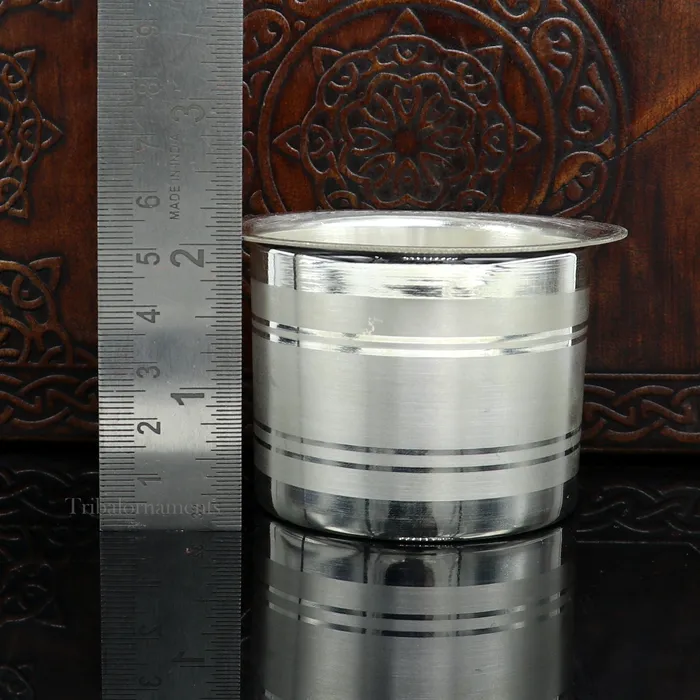Silver Elegant Ghee pot patra puja or worshipping silver ghee bowl or pot Butter pot for kitchen silver puja utensils from India su542 TRIBAL ORNAMENTS Necklaces