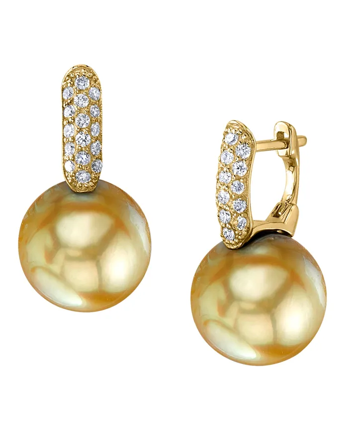spt Earrings Golden South Sea Pearl Diamond Calypso Drop Earrings