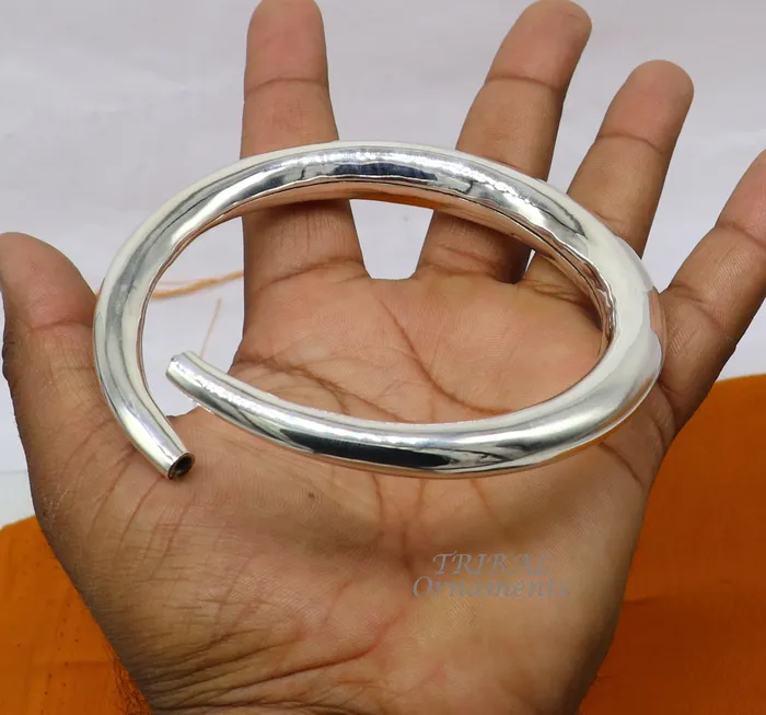 TRIBAL ORNAMENTS Bracelets 925 Sterling silver Handmade plain design indian traditional womens customized foot kada ankle kada bracelet tribal jewelry nsfk90