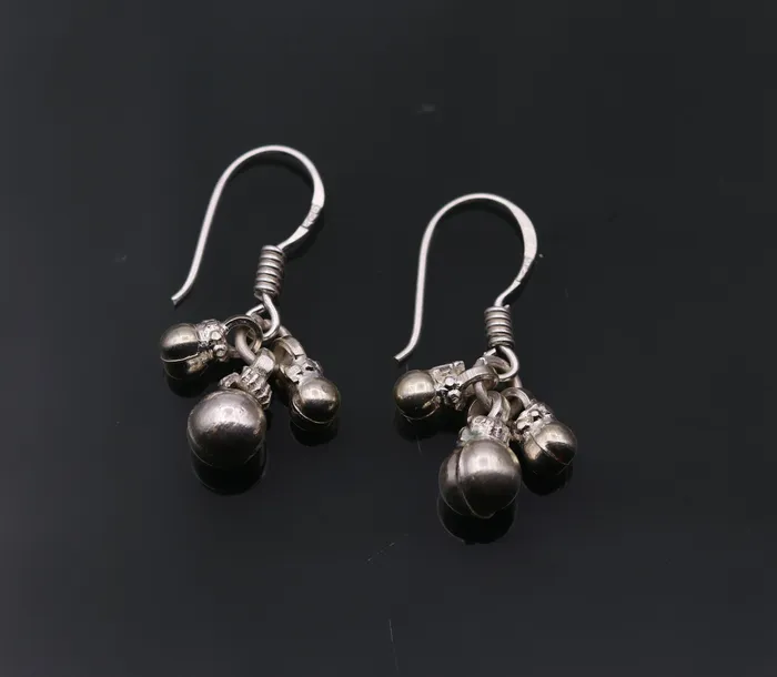 TRIBAL ORNAMENTS Earrings 925 sterling silver handmade gorgeous hoops earrings bells earrings amazing stylish modern hoop earrings for belly dance jewelry s491 TRIBAL ORNAMENTS Earrings 925 sterling silver handmade gorgeous hoops earrings bells earrings amazing stylish modern hoop earrings for belly dance jewelry s491