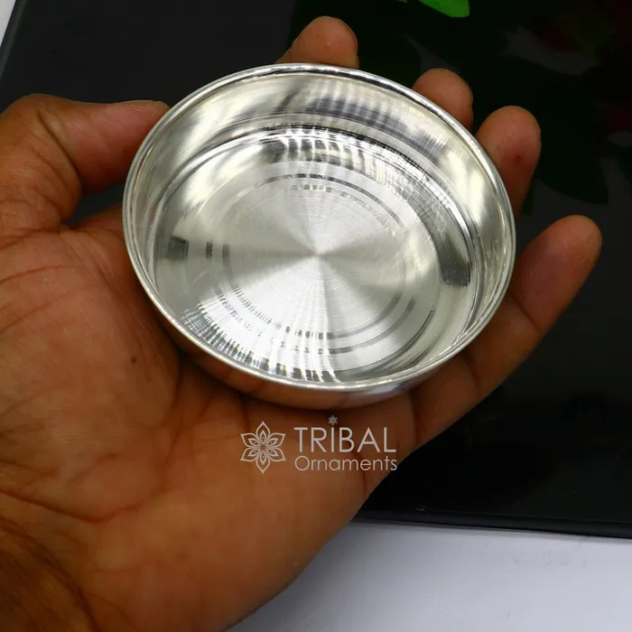 TRIBAL ORNAMENTS Necklaces 999 fine silver handmade solid plate tray best gifting baby food serving silver utensils silver articles puja utensils sv272