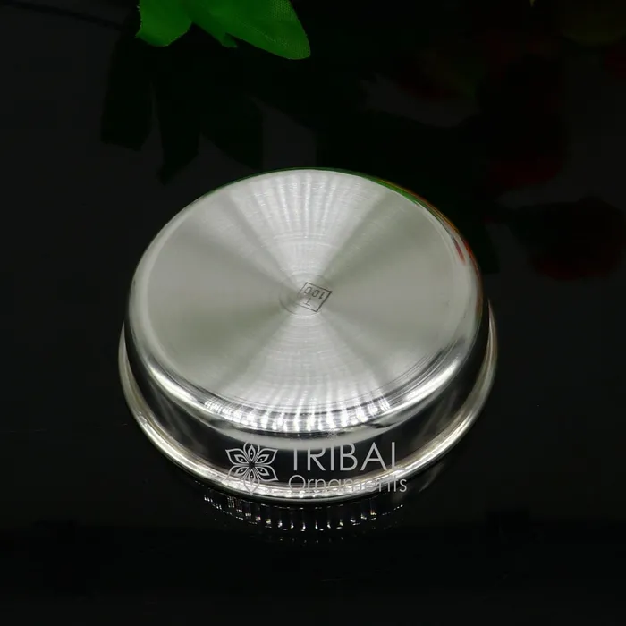 TRIBAL ORNAMENTS Necklaces 999 fine silver handmade solid plate tray best gifting baby food serving silver utensils silver articles puja utensils sv272