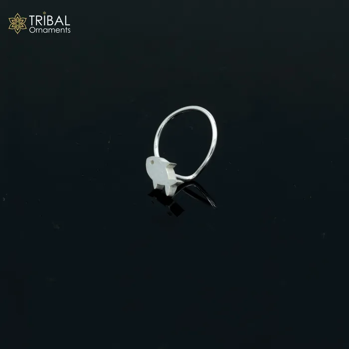 TRIBAL ORNAMENTS Rings 925 sterling silver fish design handmade fabulous nose pin u band tribal jewelry np63