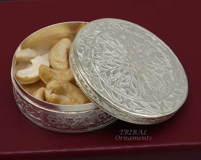 TRIBALORNAMENT Necklaces 25 Vintage antique design 925 silver handmade trinket box brides powder box or dry fruit box for royal luxury gifting ideas stb406 TRIBALORNAMENT Necklaces 25 Vintage antique design 925 silver handmade trinket box brides powder box or dry fruit box for royal luxury gifting ideas stb406