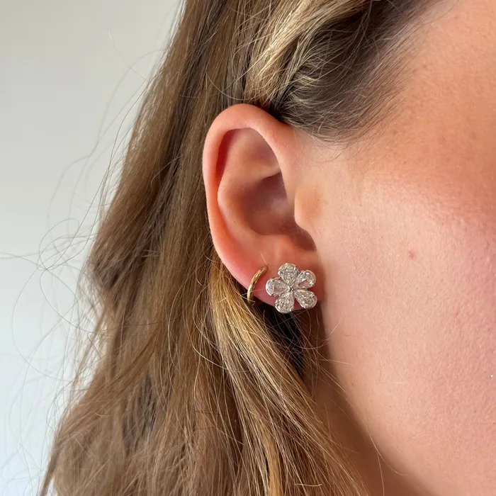 188ctw LAmour Crisscut Pear Diamond Flower Earrings Christopher Designs Earrings