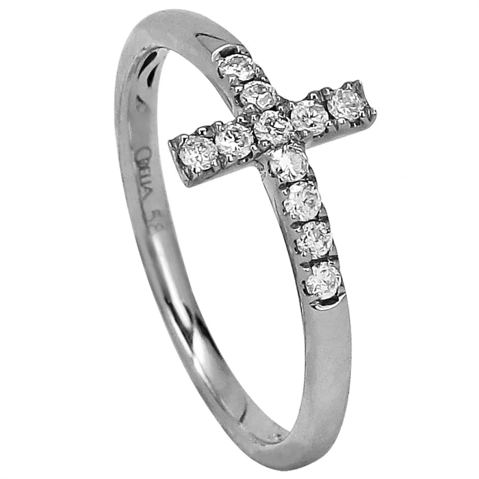 14K White Gold Diamond Cross Ring Meierotto Jewelers Rings