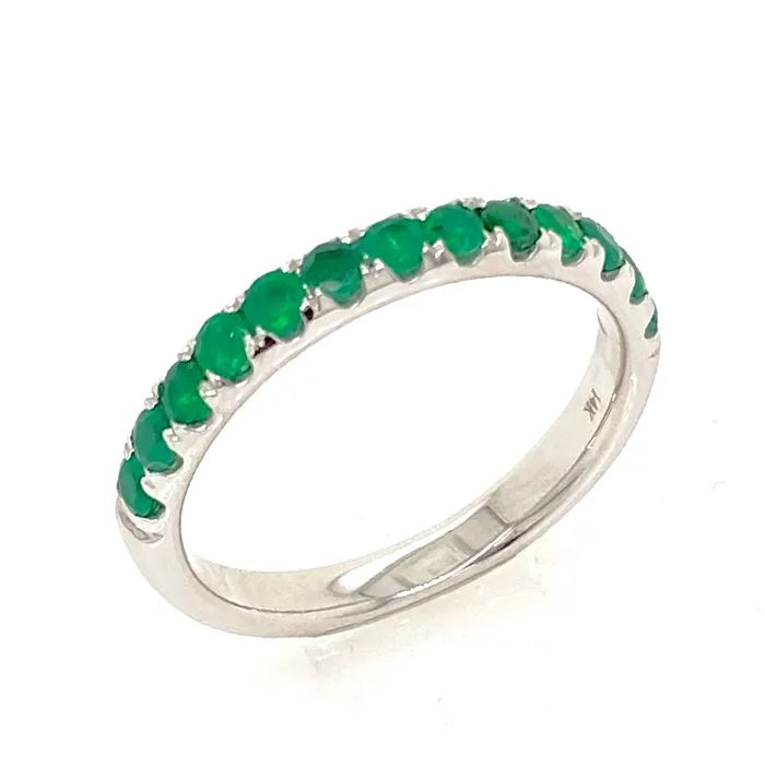 14K White Gold Emerald Band Meierotto Jewelers Rings