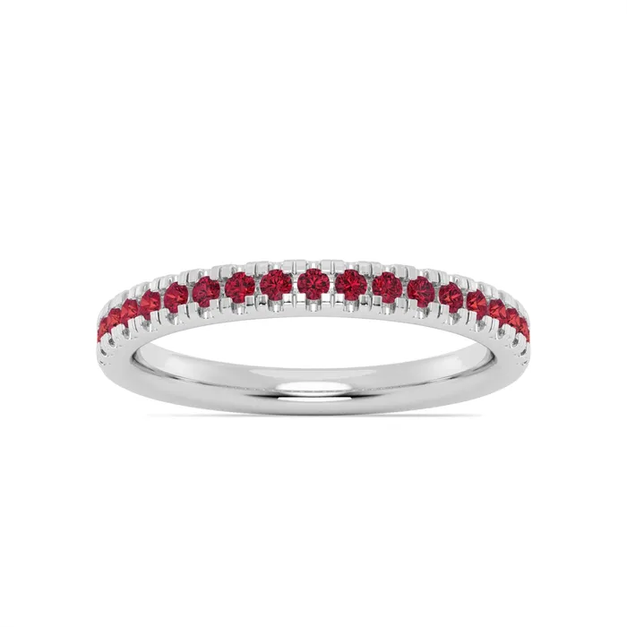 14K White Gold Garnet Band Meierotto Jewelers Rings