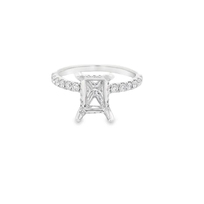 14K White Gold Semimount Ring with Hidden Diamond Halo Engagement Collections Rings 14K White Gold Semimount Ring with Hidden Diamond Halo Engagement Collections Rings