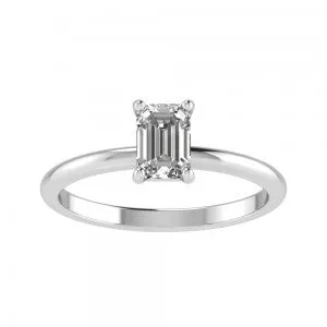14K White Gold Solitaire Ring for Emerald Cut Diamond Engagement Collections Rings 14K White Gold Solitaire Ring for Emerald Cut Diamond Engagement Collections Rings