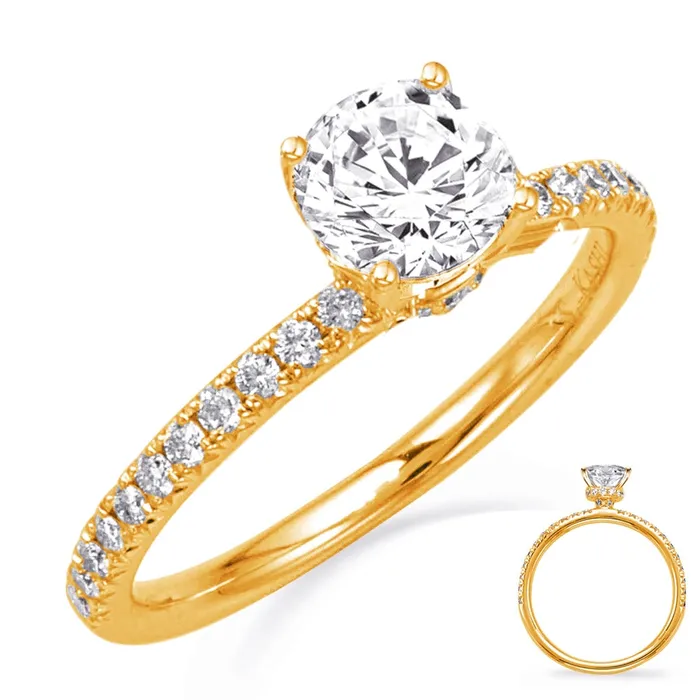 14K Yellow Gold Semi Mount Diamond Ring with Hidden Round Halo Engagement Collections Rings 14K Yellow Gold Semi Mount Diamond Ring with Hidden Round Halo Engagement Collections Rings