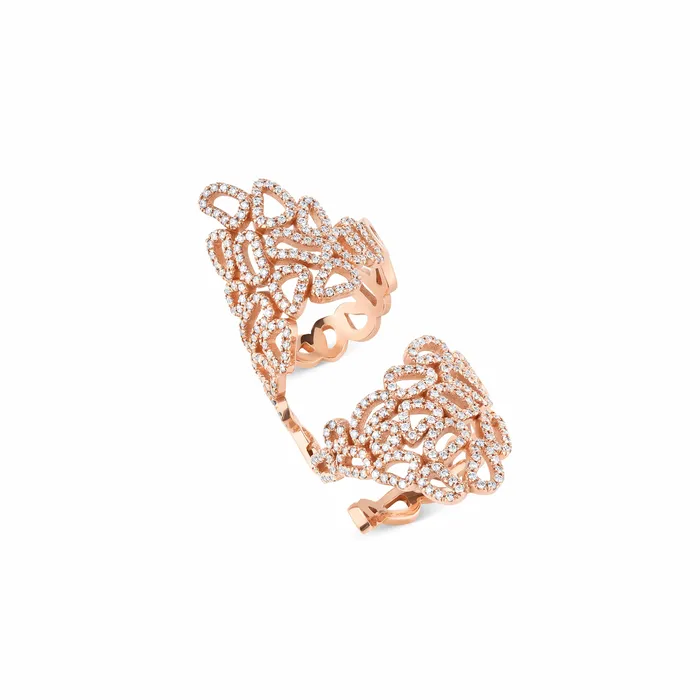 18K Rose Gold 100ctw Diamond Lace Ring CJ Charles Jewelers Rings