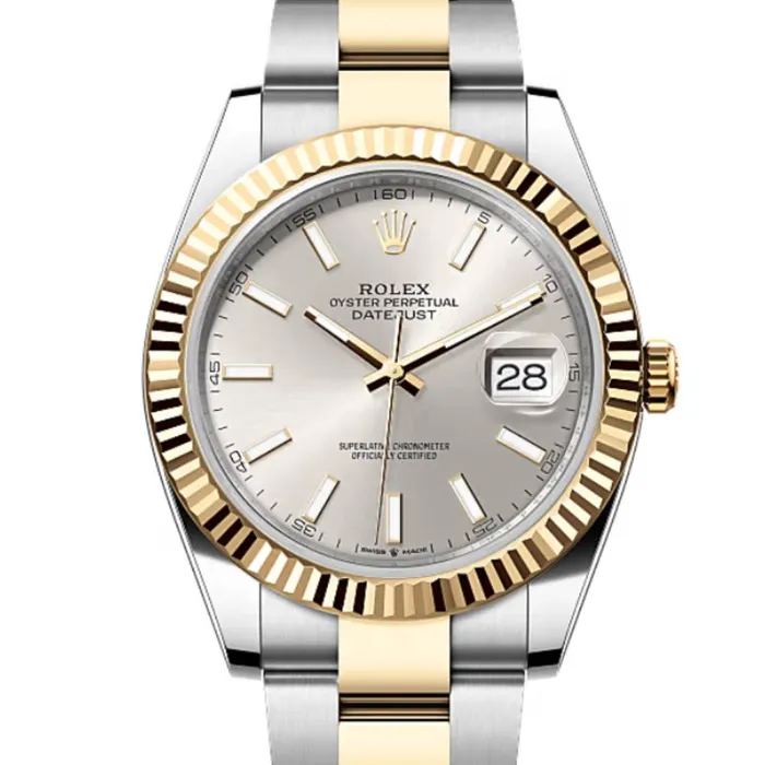 2025 Unworn Rolex Datejust 41mm Ref 1263330001 Silver Diamond Dial Two Tone Stainless Steel 18K Yellow Gold Oyster Bracelet Mens Watch Rolex Bracelets