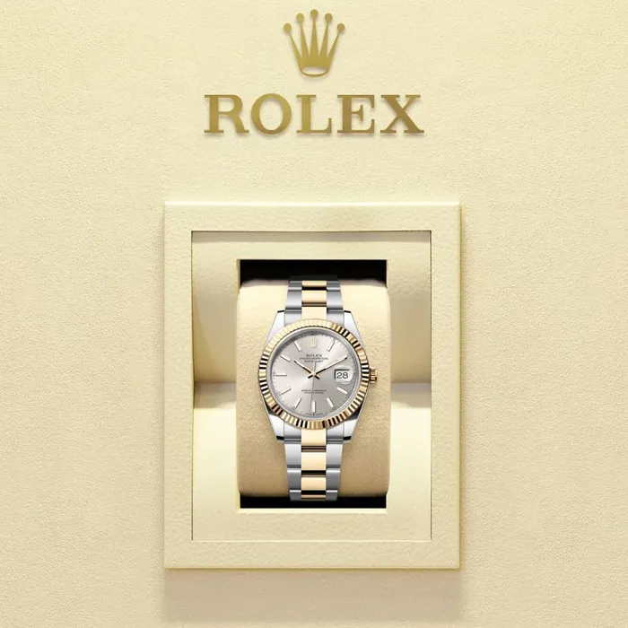 2025 Unworn Rolex Datejust 41mm Ref 1263330001 Silver Diamond Dial Two Tone Stainless Steel 18K Yellow Gold Oyster Bracelet Mens Watch Rolex Bracelets